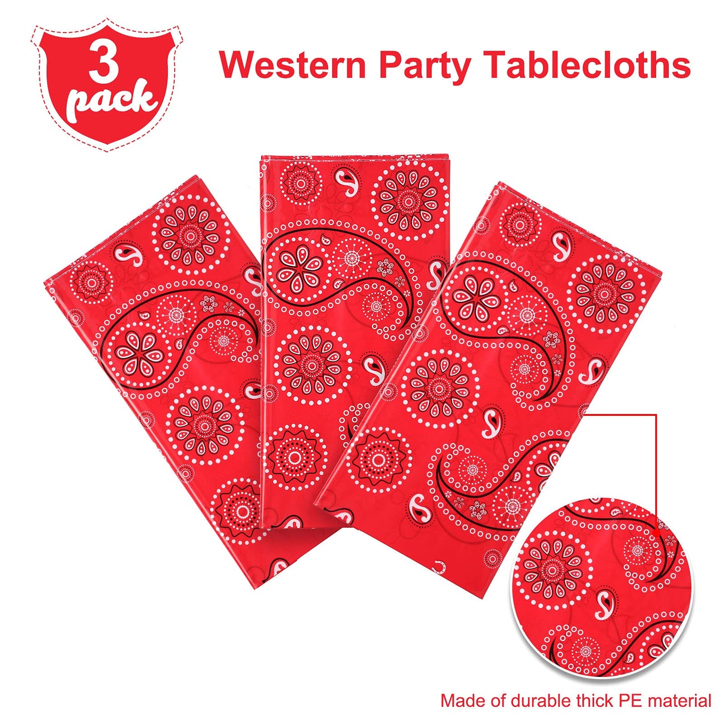 Western Party Tablecloth Paisley Table Cover Bandana Plastic Table Cloth Rectangle Floral Tablecloth for Western Cowboy Themed P