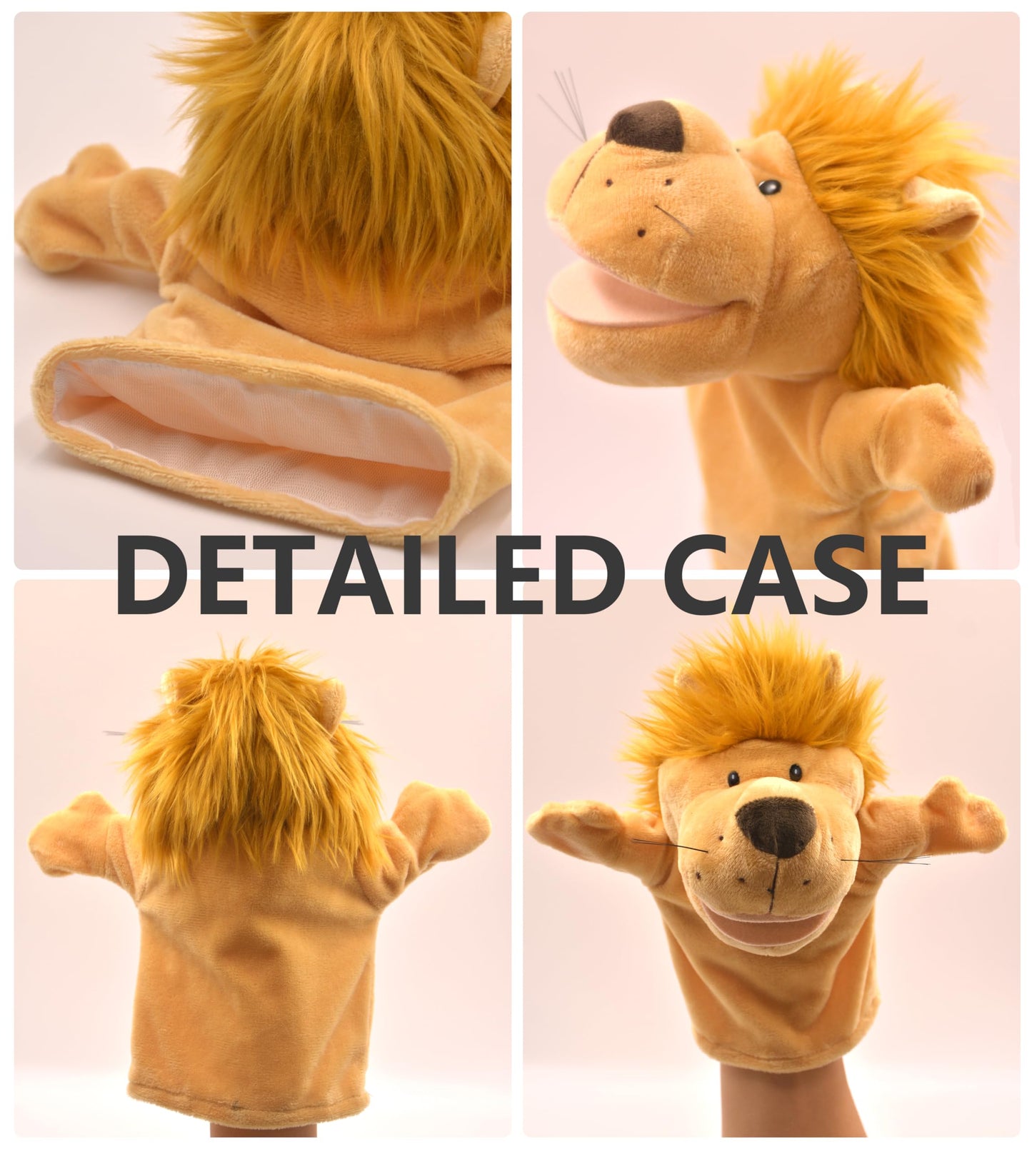 LOMTRATS Animal Hand Puppets for Kids,Toddler Includes Wolf Tiger Lion Monkey So on Movable Open Mouths, Perfect for Storytellin