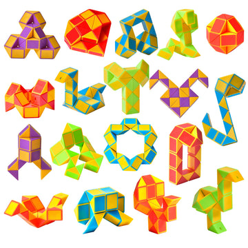 Ganowo 18 Pack Fidget Snake Cube Mini Twist Puzzletoys For Kids Teens Stocking Stuffer, Birthday Party Favors, Goodie Bags Fillers (Yellow)