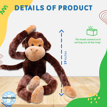 Howboutdis 24-Inch Hanging Monkey Stuffed Animal – Hands Connect To Feet - Monkey Toy With Specially Designed Ultra Soft Plush Feel - Great Gift For Kids Ages 3+