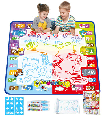 Jasonwell Aqua Water Doodle Mat 31 X 31 Inches Extra Large Magic Drawing Doodling Mat Coloring Mat Educational Toys Gifts For Kids Toddlers Boys Girls Age 2 3 4 5 6 7 8 Year Old (Alphabet)