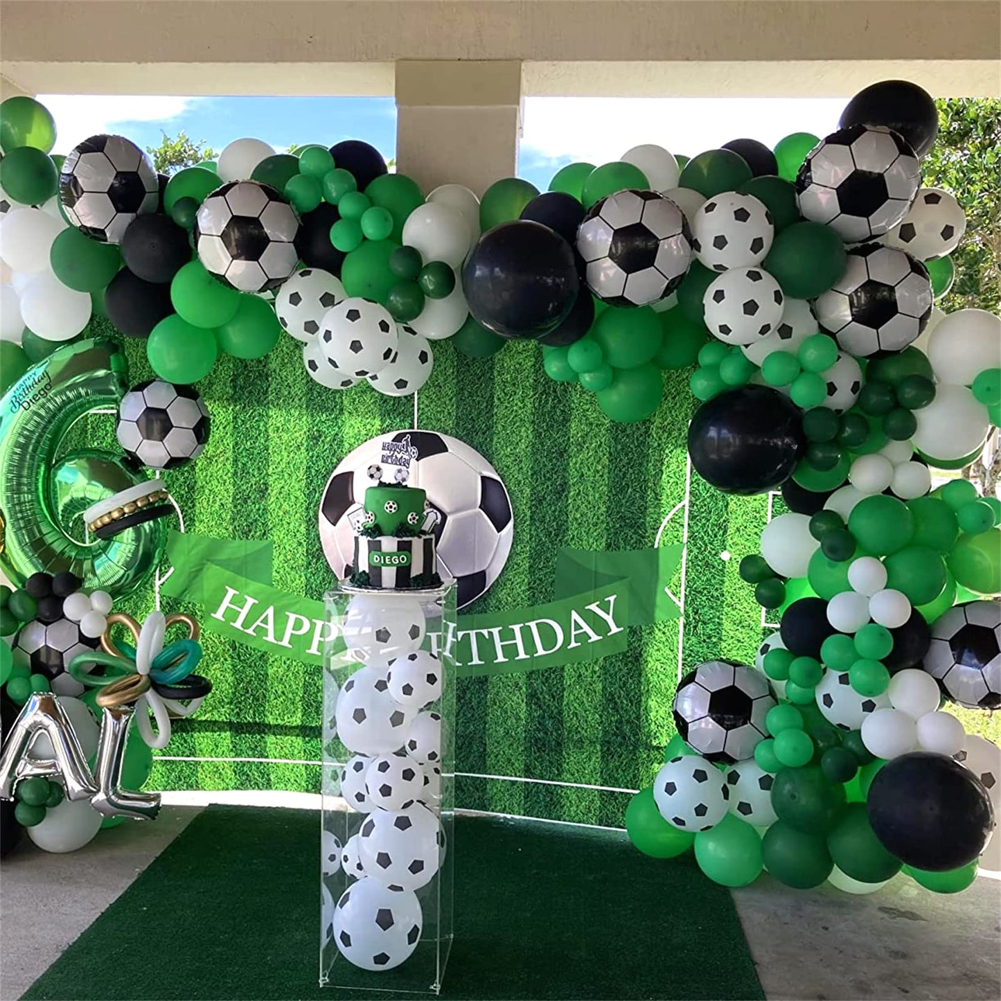 Soccer Party Balloons Set, 32 Inch Champion Trophy Mylar Foil Balloon And 6Pcs Football Helium Foil Balloons, World Cup Decor Fo