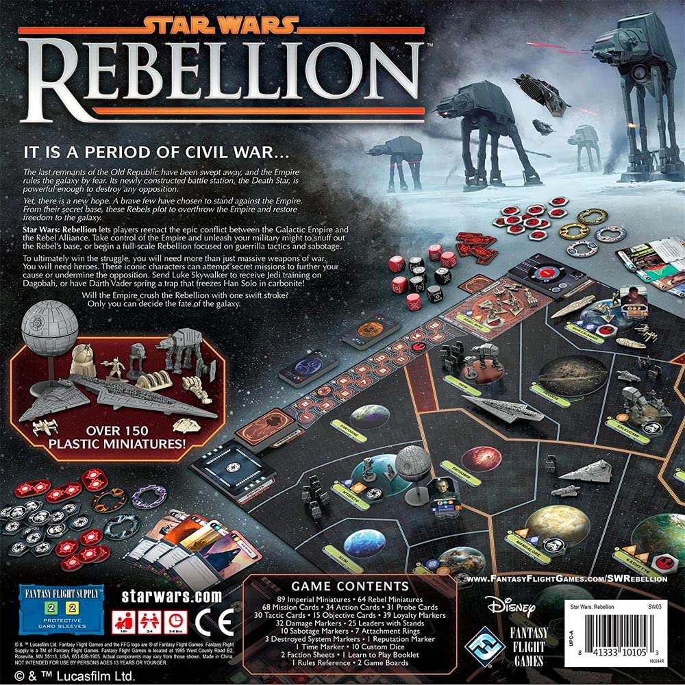 Asmodee Star Wars: Rebellion Board Game - Epic Galactic Empire vs Rebel Alliance Conflict, Tabletop Miniatures Strategy Game for
