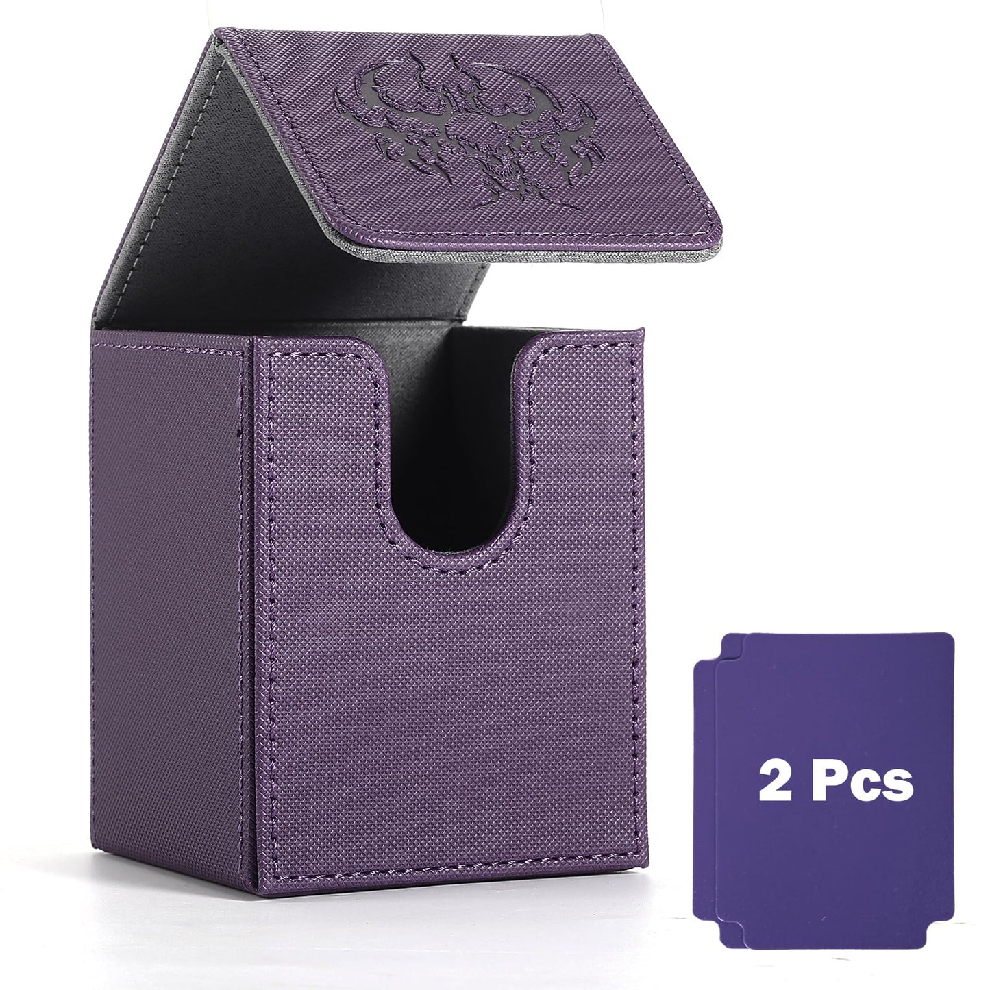 Komick enhanced PU Leather Card Deck Box for Magic The Gathering  Yugioh Deck Box  Holds 100+ Deck Case with 2 Dividers for Collectible Trading Cards Storage Box MTG  TCG  CCG (Purple Orge)