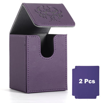 Komick enhanced PU Leather Card Deck Box for Magic The Gathering  Yugioh Deck Box  Holds 100+ Deck Case with 2 Dividers for Collectible Trading Cards Storage Box MTG  TCG  CCG (Purple Orge)