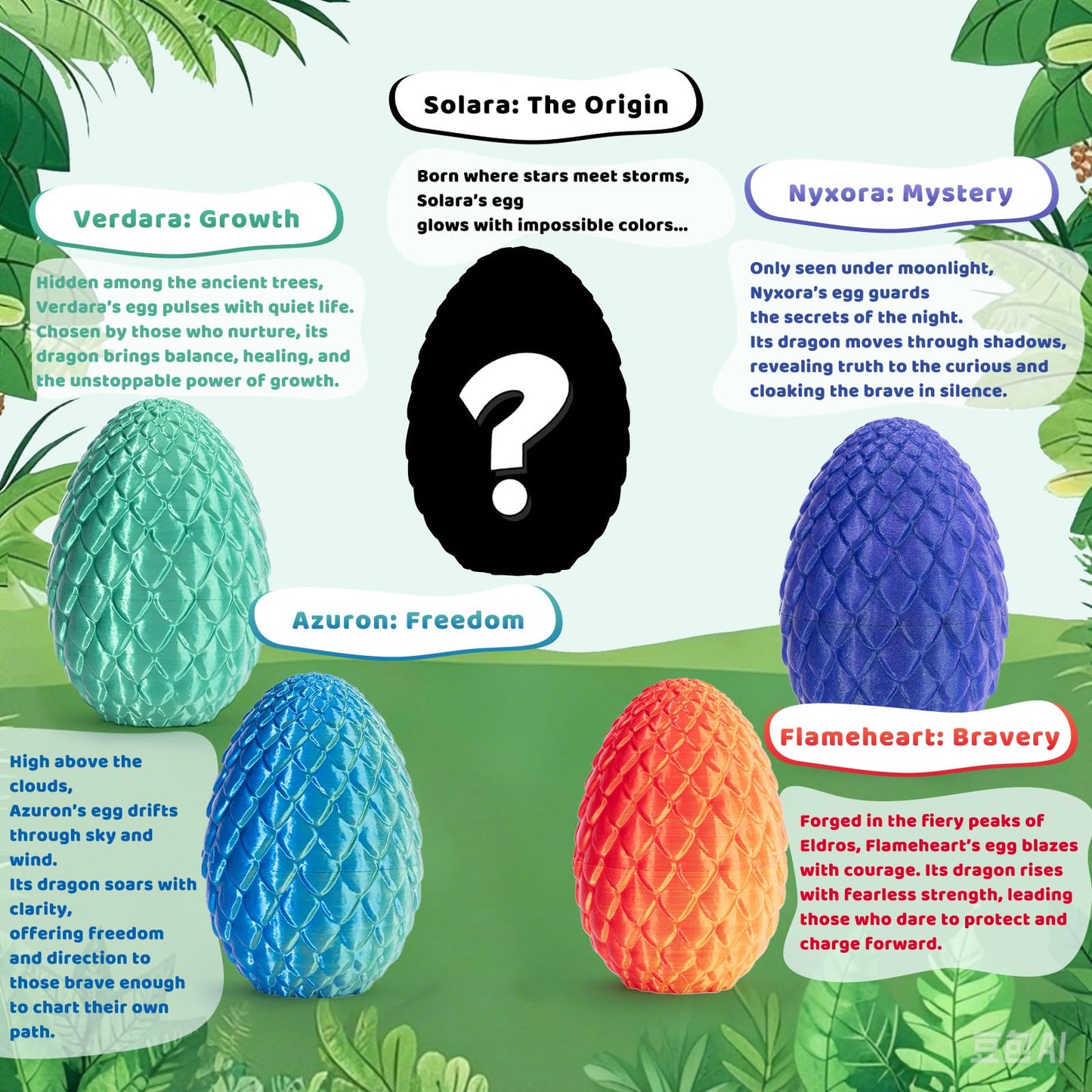 Mydethun 3D Printed Dragon Egg with Dragon Inside - Unique Executive Toy for Office Decor and Kids' Concentration; Green Egg