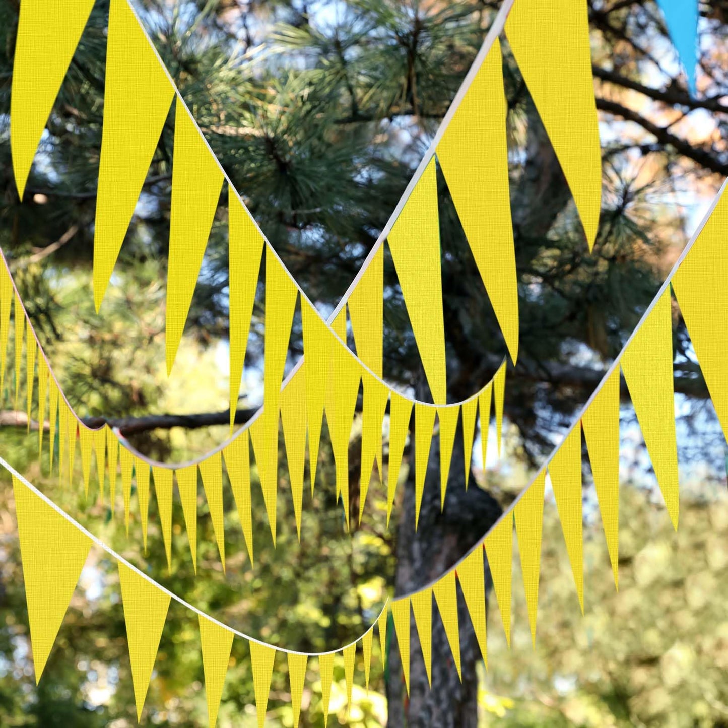 Tatuo 820 Ft 500 Pcs Pennant Banner Flag String Hanging Triangle Bunting Flag For Party Celebration Holiday Wedding Decoration, 10 Set (Yellow)