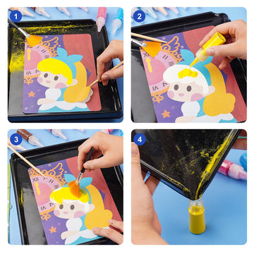 Tnoone Sand Art Kits For Kids,Crafts For Girls Ages 6-8,Princess Sand Art Pictures,Diy Crafts Toys For Girls,Color Sand Painting