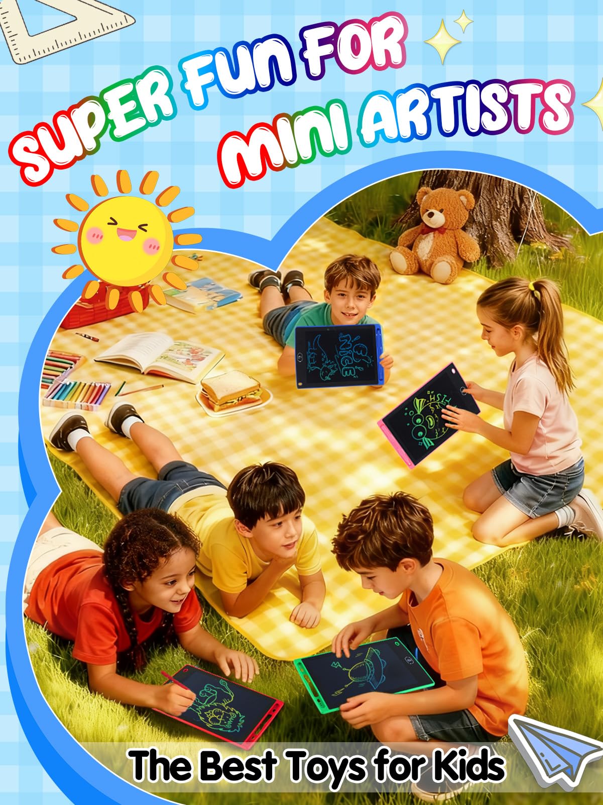 LCD Writing Tablet for Kids Party Favors Bulk - 12 Pack 8.5in Colorful Doodle Board, Erasable Drawing Pad for Goodie Bags Stuffe
