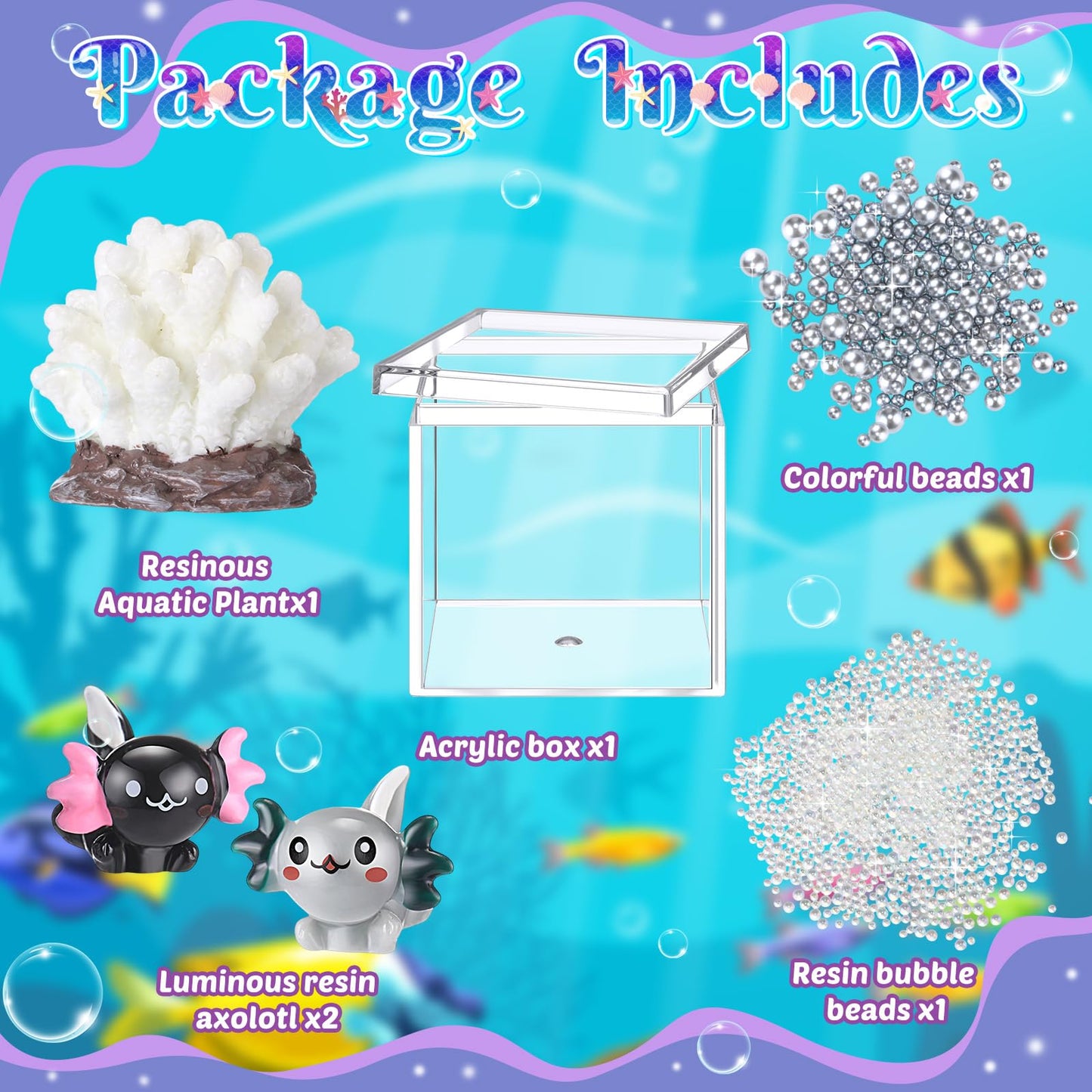 HyDren Mini Axolotl Figures Toy DIY Axolotl Tank Handmade Craft Birthday Party Gifts for Bedroom Living Room Home Table Decorati