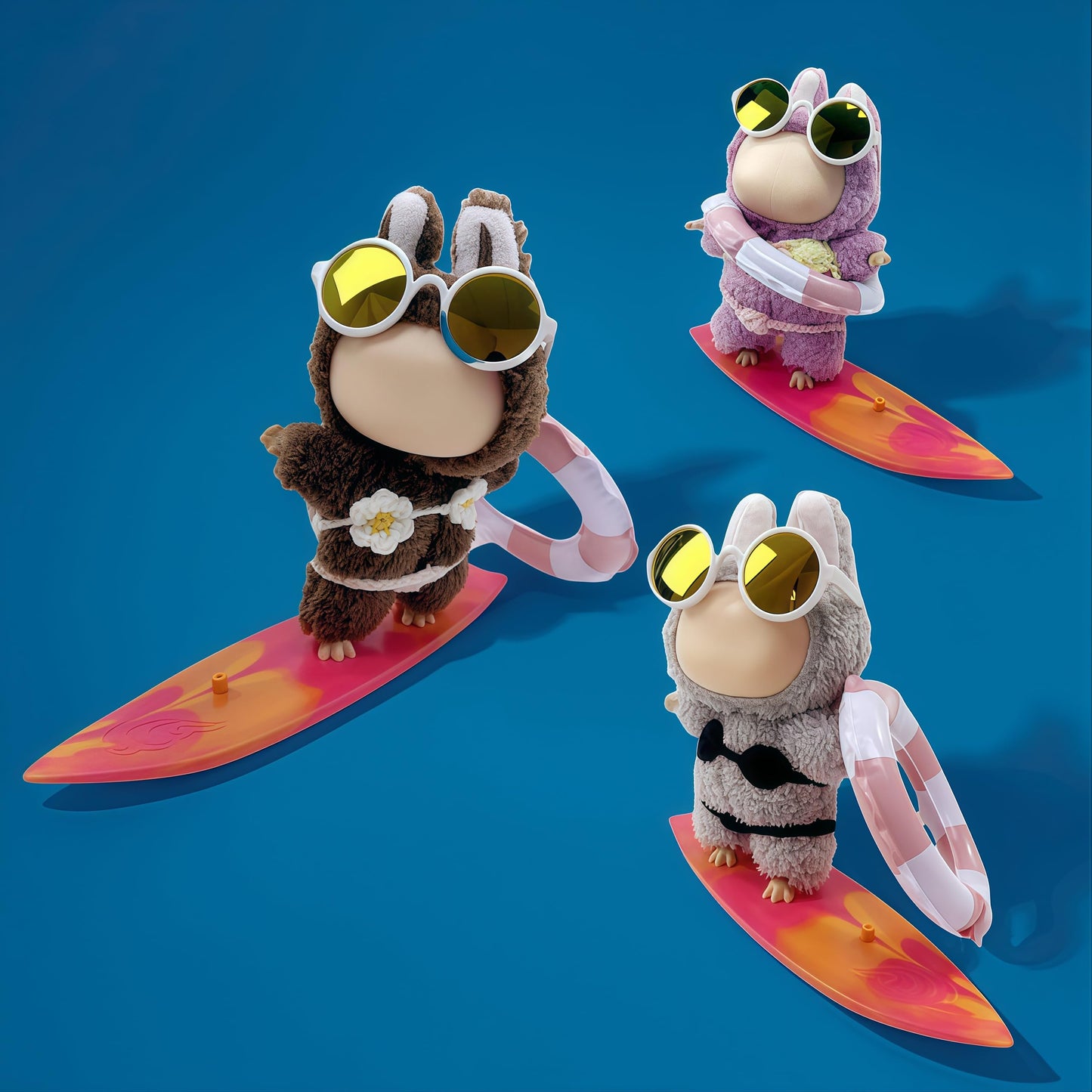 Summer Series - 17cm Doll Clothes  Swimsuit Doll Outfits 3 Sets of Bikini + Swimming Ring + Surfboard + Glasses(No Dolls)