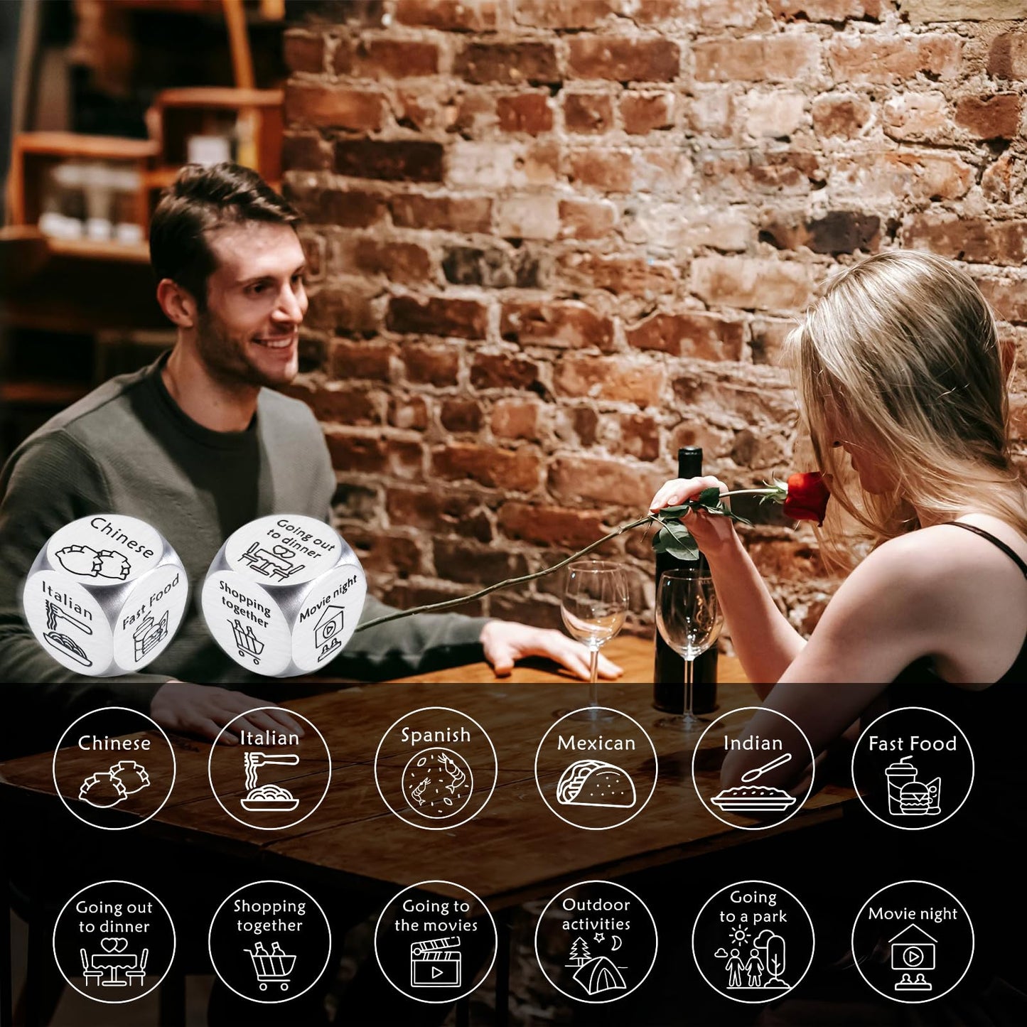 Valentines Day Gifts for Her Him Date Night Ideas for Couple Date Night Dice Food Dice Anniversary Birthday Gifts for Boyfriend