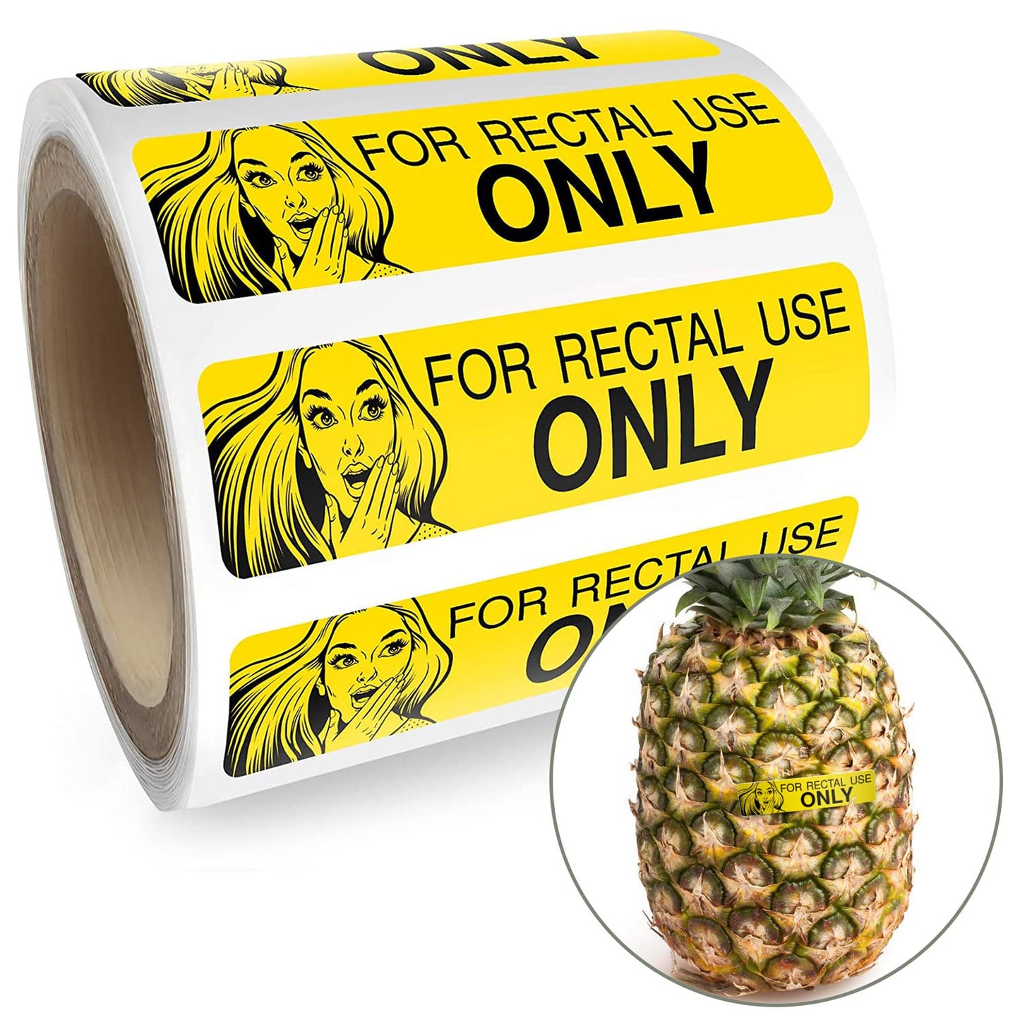 Rectal Use Only Stickers - Funny Gag Gifts For Adults - Pranks For Adults (200/Roll 1.5' X .375') Make Your Friends Laugh - Stupid Funny Prank Stuff And Practical Jokes (Yellow)