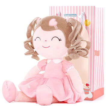 Gloveleya Baby Doll Gifts Plush Curly Girl Toys With Love 16' Pink