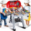 JUKUDAHU Kids BBQ Grill Playset - 2-Layer Plastic Cooking Toy for Ages 3-8, Indoor/Outdoor Play Kitchen with Smoke & Light Features