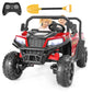 FUNTOK 2 Seater Ride On UTV Car, 24V Kids Electric Dump Truck w/Remote Control, Dump Bed, 4x200W Motors, 4WD/2WD Switch, Max 5 M