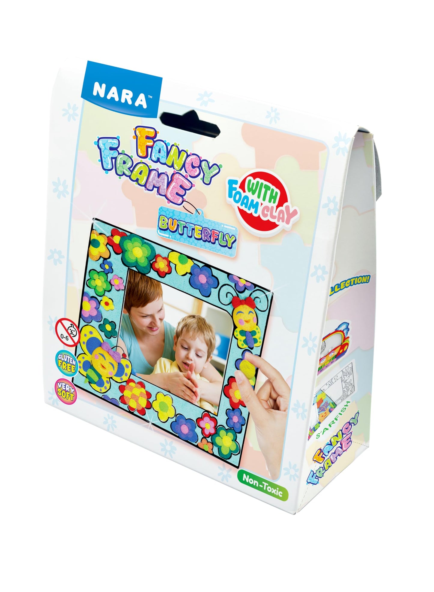 Nara Fancy Frame  Butterfly Design Diy Kit With 5 Foam Clay Colours & Photo Frame. Easy, Creative Fun For Kids Ages 3+. Perfect