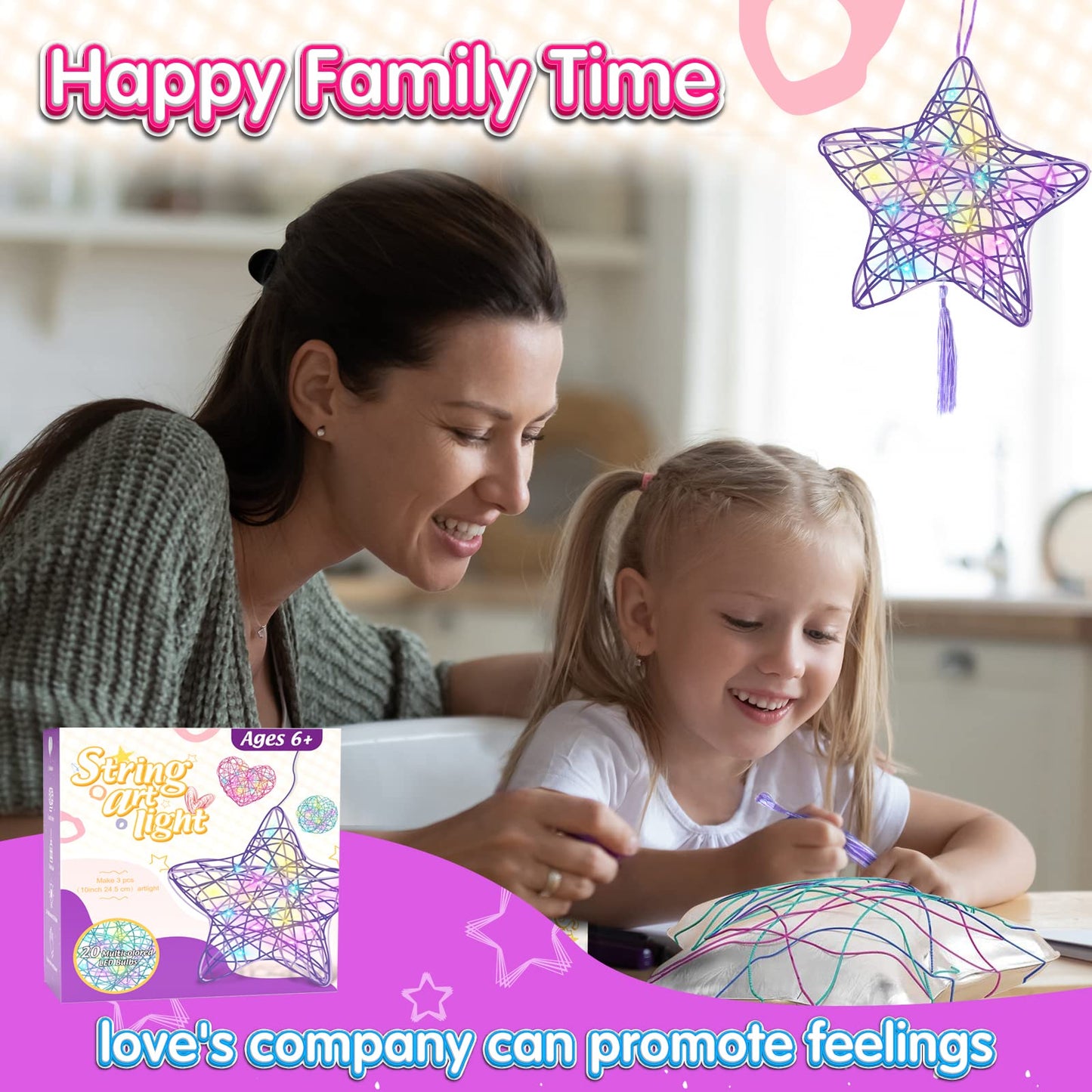 ESOXOFFORE 3D String Art Kit for Kids,Christmas Birthday Gifts for 8 9 10 11 12 Year Old Girls Boys,Arts and Crafts for Girls Ag