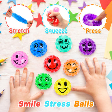 28 Pack Valentines Day Gifts For Kids, Valentines Day Cards For Kids School, Fidget Stress Balls Relief Toys Squeeze Balls For K