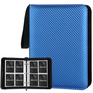 GERMUN 4 Pocket Card Binder  enhanced Zip Trading Card Binder  400 Double Sided Pocket PU Card Collection Binder  Collector Card Album  Card Folder for MTG  TCG  Sports Cards  Game Cards (Blue)