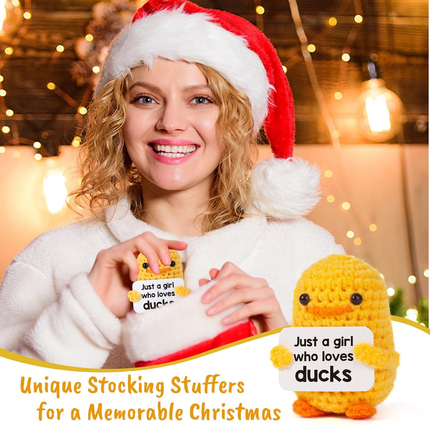 Mbl Positive Duck For Girl Gifts - Funny Handmade Emotional Uplifting Support Inspirational Knitted Duck Animal Stuff For Women