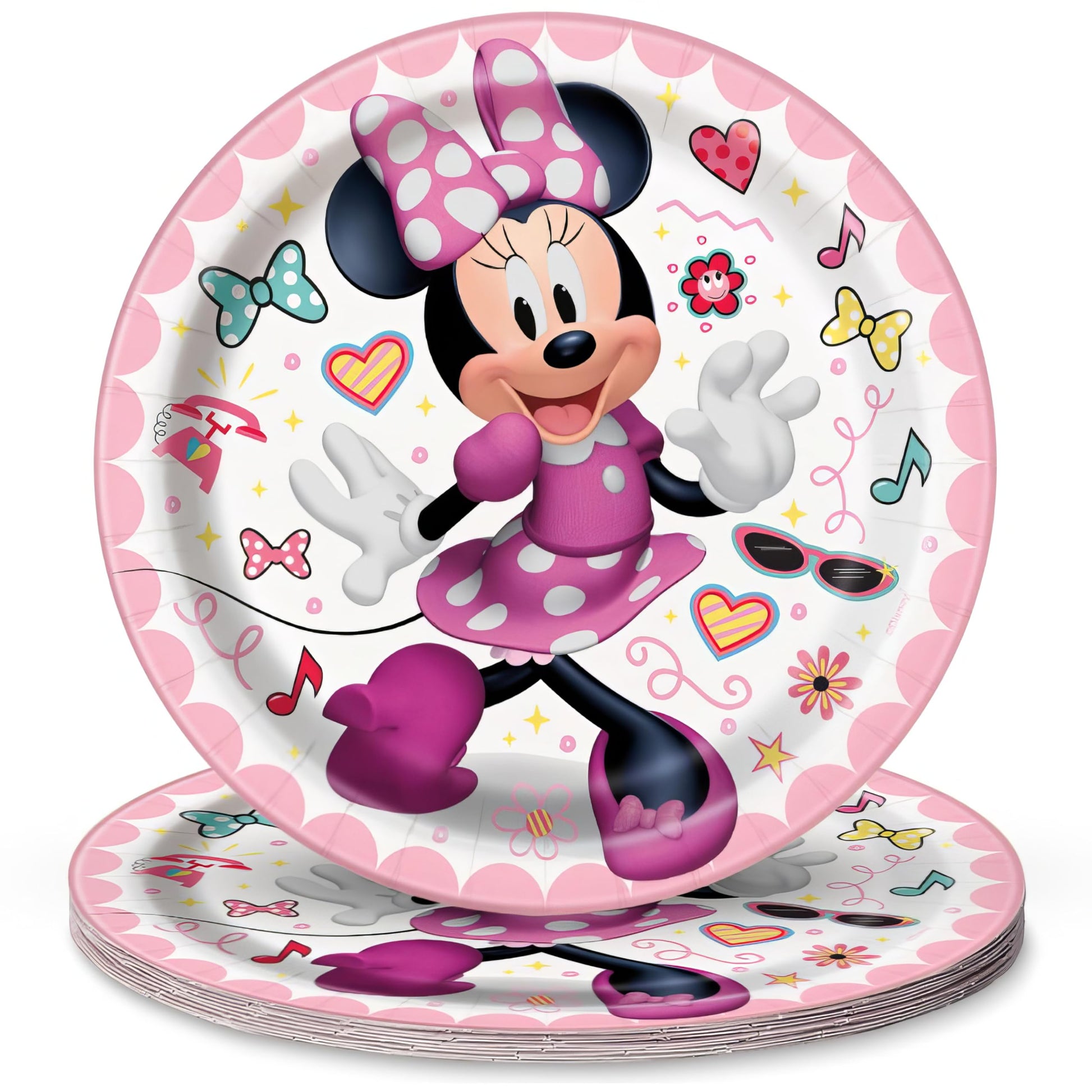 Unique Round Dessert Paper Plates  7 | Minnie Mouse | 8 Pcs