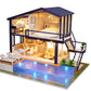 Cuteroom Dollhouse Miniature With Furniture, 3D Wooden Miniature Doll House With Music Box & Led Lights,1:24 Scale Diy House Kit