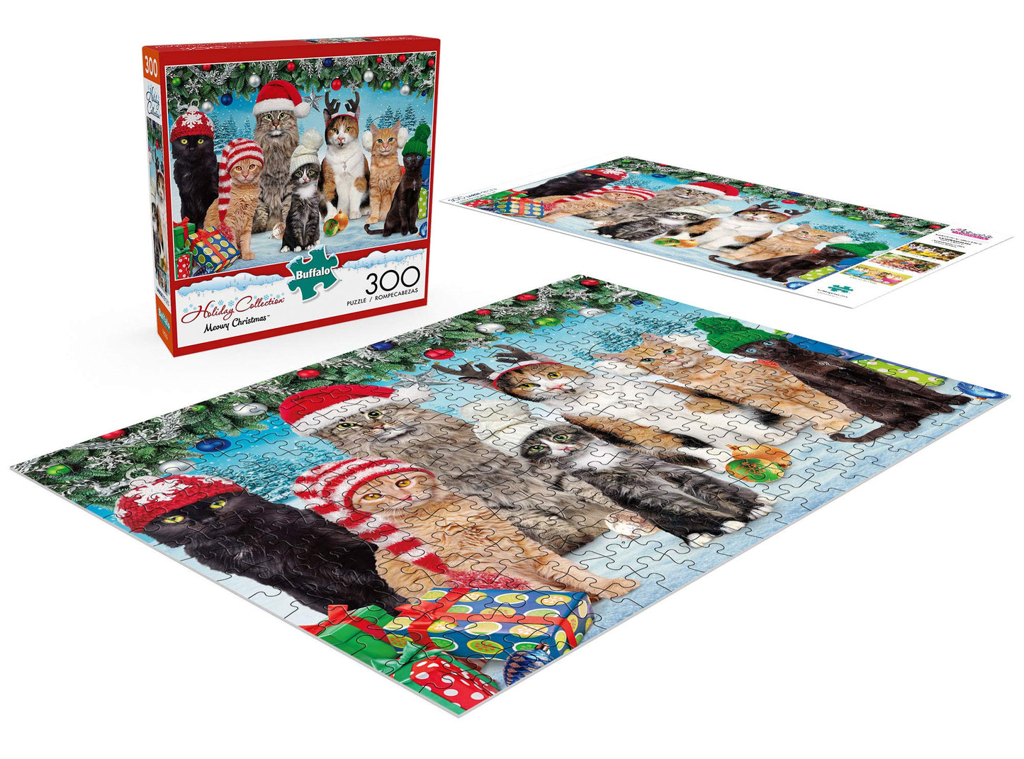 Buffalo Games Meowy Christmas 300 Piece Jigsaw Puzzle - Multicolor, Paper, 21.25 x 15.00, Perfect for Game Nights, Model 2707