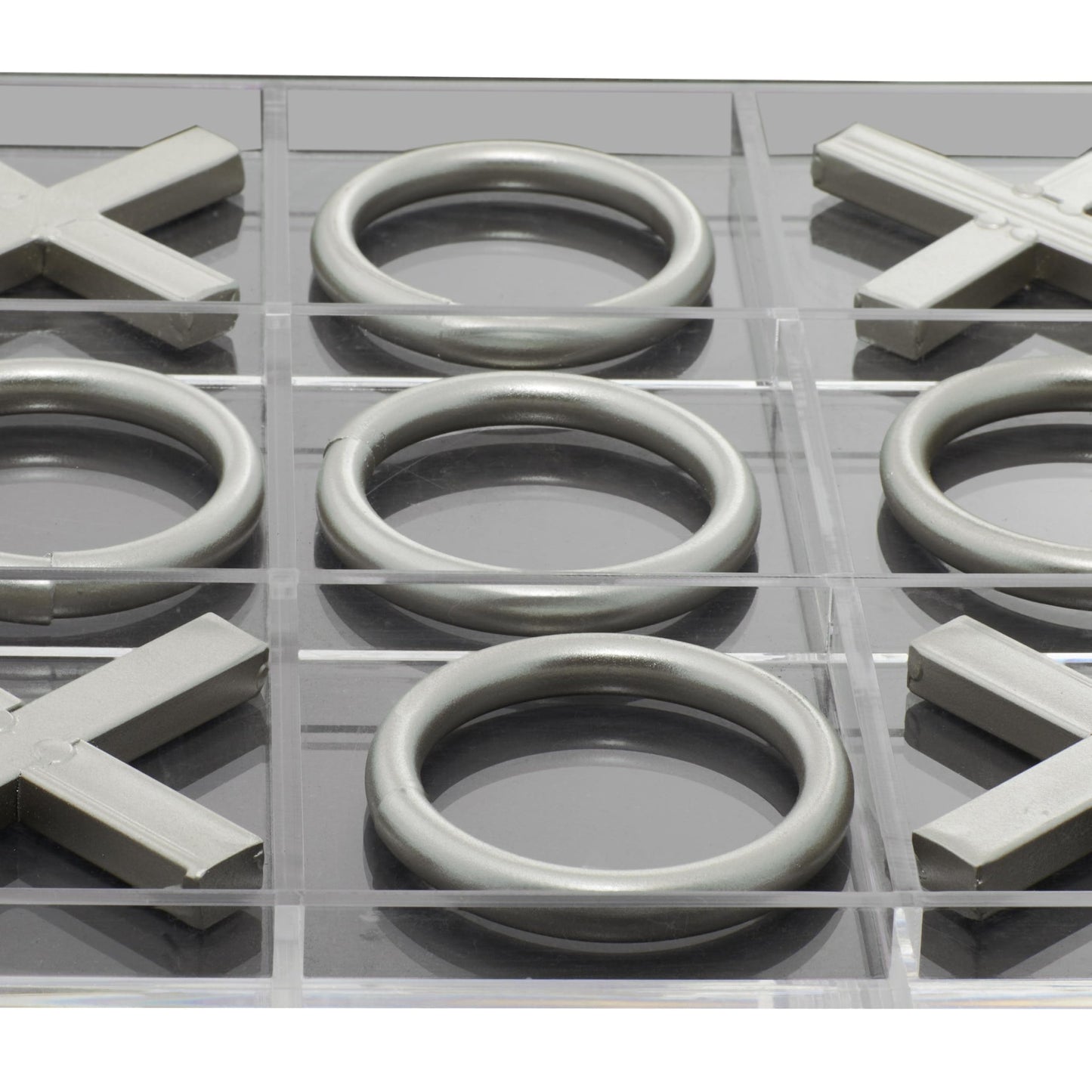 Deco 79 Metal Tic Tac Toe Game Set With Silver Pieces, 12' X 1' X 12', Silver