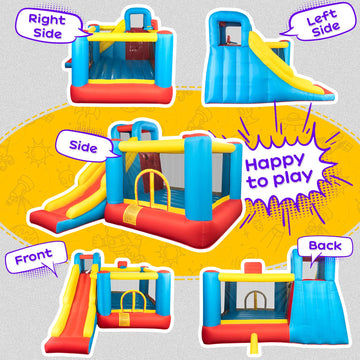 Joymor Bounce House Inflatable Bouncing Castle Play Center W/Air Blower, Jump'N Slide Bouncer, Suitable For Toddler Baby & Little Kids