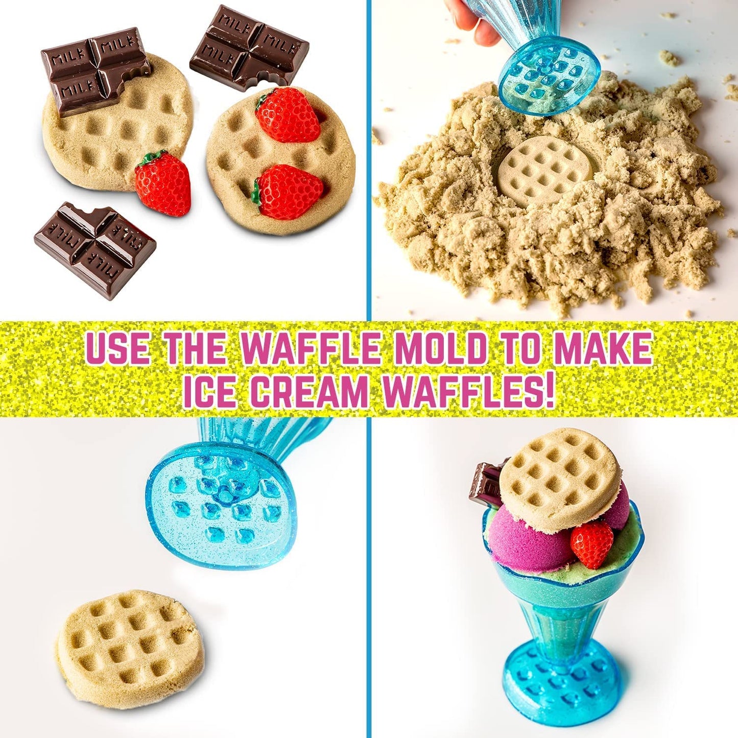 GirlZone Ice Cream Shop Play Sand Kit - 2 lb Magnetic Sand Toys - Multicolor - Ages 7+ - 22 Pieces