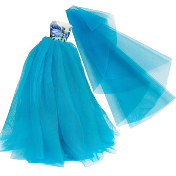 Bjdbus Blue Clothes Trailing Wedding Dress With Veil For 11.5 Inch Girl Doll