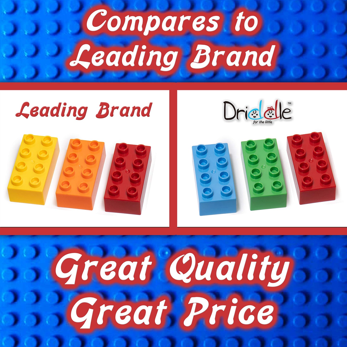 Driddle Big Building Blocks For Kids - Stem Toy - Classic Large Building Bricks - Compatible With All Major Brands - For Children All Ages - 50 Pieces