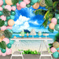 Maqtt 10X8Ft Hawaiian Tropic Palm Tree Beach Ocean Blue Sky And White Clouds Wedding Photography Party Decoration Banner Photo