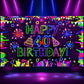 Neon Birthday Party Decorations Neon Happy 40th Birthday Banner Glow in The Dark Party Decorations with UV Black Light Reactive 