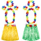 Shappy 2 Sets Hawaiian Costume for Women Luau Party Outfits Luau Grass Skirt Headbands Set Tropical Beach Hula Skirt (Straw Colo