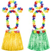 Shappy 2 Sets Hawaiian Costume for Women Luau Party Outfits Luau Grass Skirt Headbands Set Tropical Beach Hula Skirt (Straw Colo