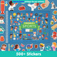 CUPKIN Sticker Book for Kids - 500+ Sports Stickers, 12 Coloring Pages, Fun Activity for Ages 4-10, Travel-Friendly