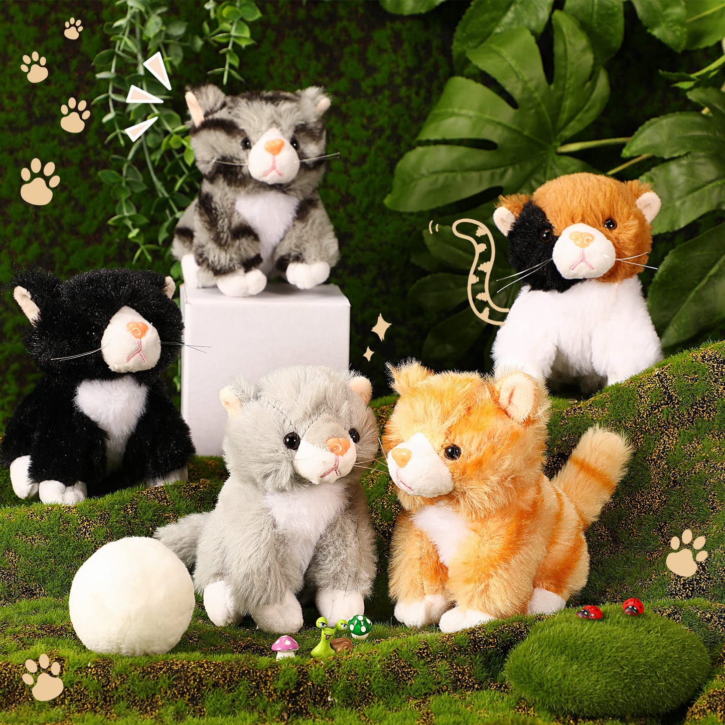 Leitee 16 Pcs Cat Stuffed Animals Bulk 5 Inch Kitten Plush Toy Assorted Cute Stuffed Cat Gift Small Fluffy Animal Toy For Classroom School Pet Birthday Party Favor Supplies(Cute Style)