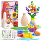 Drama Planet Flower Craft Kit for Kids, Make Your Own Flower Bouquet with Air Dry Clay, Arrange Clay Flowers & Create Personaliz