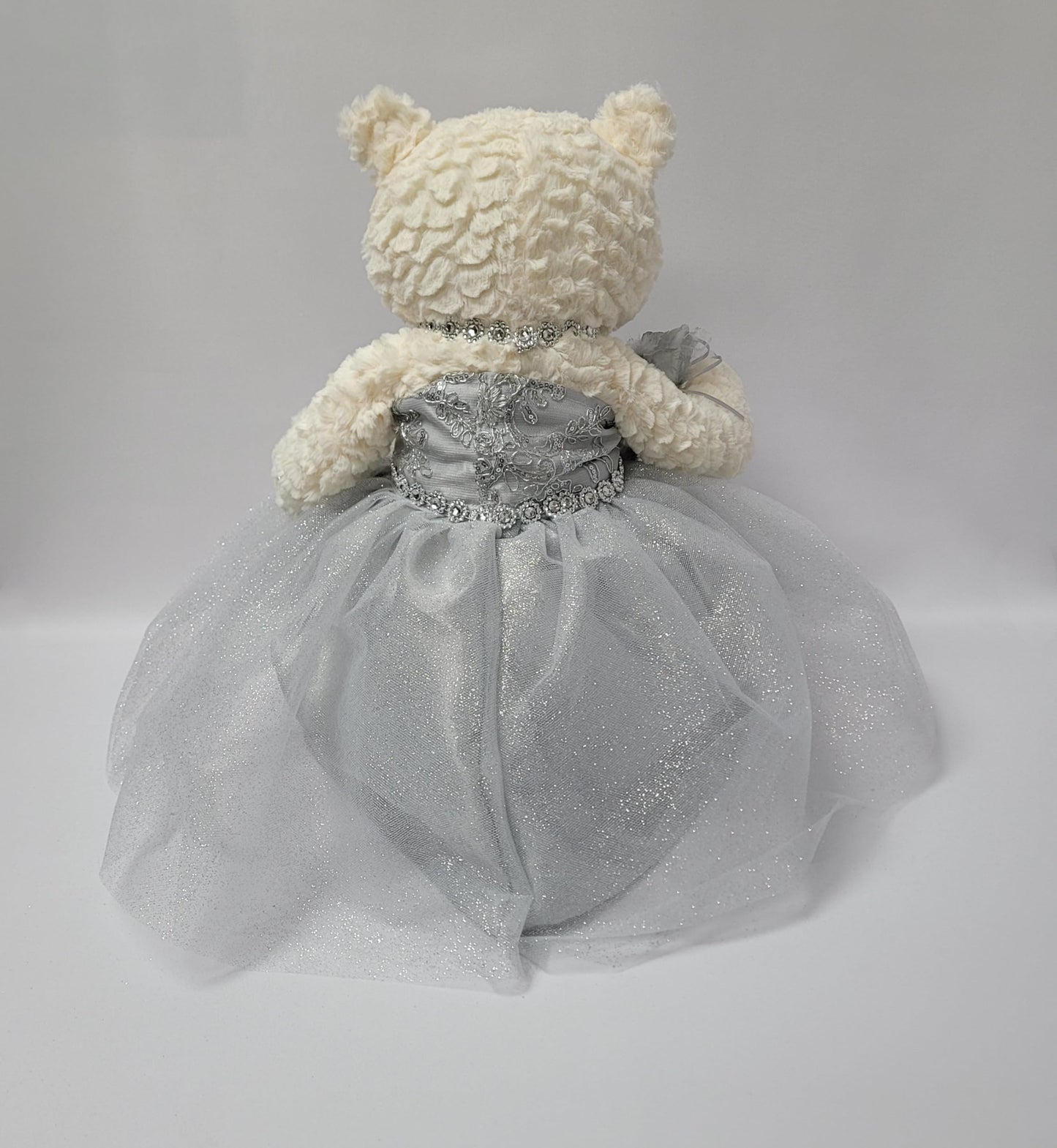 KINNEX COLLECTIONS SINCE 1997 20 Quince Anos Quinceanera Last Doll Teddy Bear with Dress (Centerpiece) ~ ARC16831-18 (Silver)