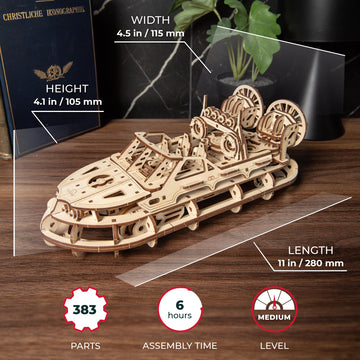 Ugears Rescue Hovercraft - Boat Model Kits For Adults - 3D Wooden Puzzle Ship - Wood Model Boat Kits To Build - Premium Model Boats Kits With Intricate Design To Build For Adults