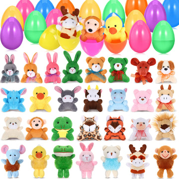 Civaner 30 Pcs Prefilled Easter Eggs Of Mini Stuffed Animal Plush Toys For Easter Egg Hunt, Theme Party, Goodie Bag Fillers, Car