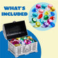 Sloosh Diving Gems Pool Toys  16 Big Colorful Diamond with Pirate Treasure Chest  Swim Dive Toy for Kids Underwater Gemstone Swimming Training Gift Water Toys Pool Games(Silver)