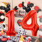 Lebery Mouse Number 4 Balloon 40 Inch Red Number 4 Balloon Mini Mouse Head Balloon For 4Th Birthday Party, Black Red Large Number 4 Foil Balloon For Baby Shower Anniversary Supplies Decorations