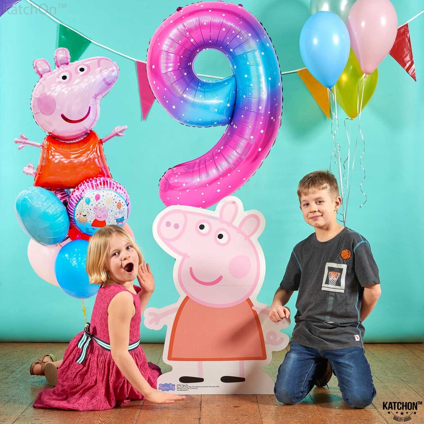 Katchon, Giant Galaxy 9 Balloon Number - 40 Inch | Pink Blue Number 9 Balloon | 9Th Birthday Decorations, Cloud 9 Birthday Decorations For Girls | 9 Birthday Balloon, Galaxy Number 9 Balloon For Girls