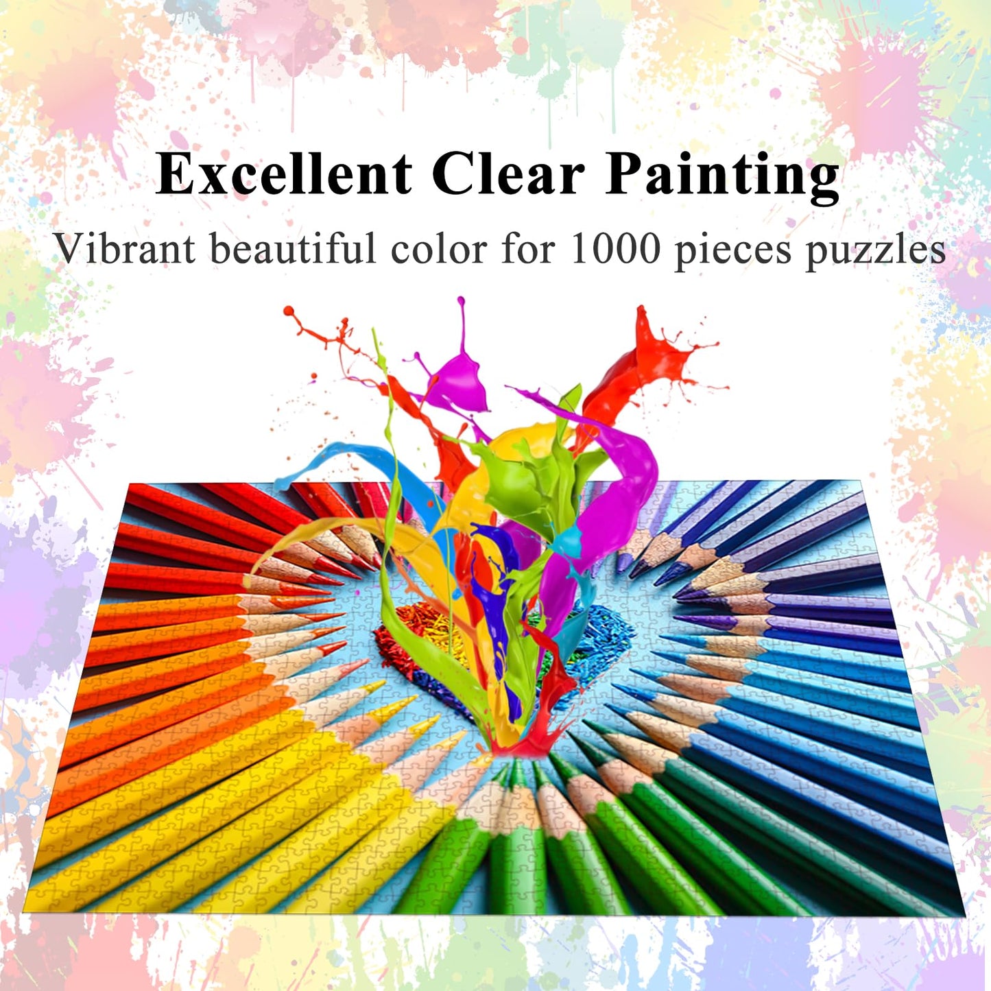 Huadada Puzzles For Adults 1000 Pieces Jigsaw, Pencils Letter On Back Fit Well Dust-Free Unique Shape Full Size Poster 27.5'X19.6'