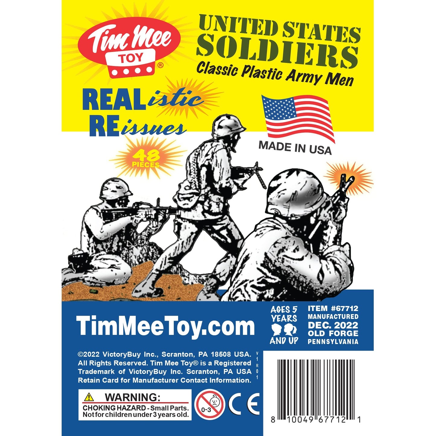 TimMee Plastic Army Men - White 48pc Toy Soldier Figures - Made in USA