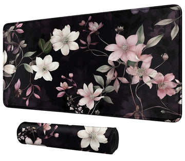 DIGTIALL Card Mat for MTG & TCG Playmat, 23.6'' x 13.8'' - Perfect for Card Games, Video Games, Office - White and Pink Flower