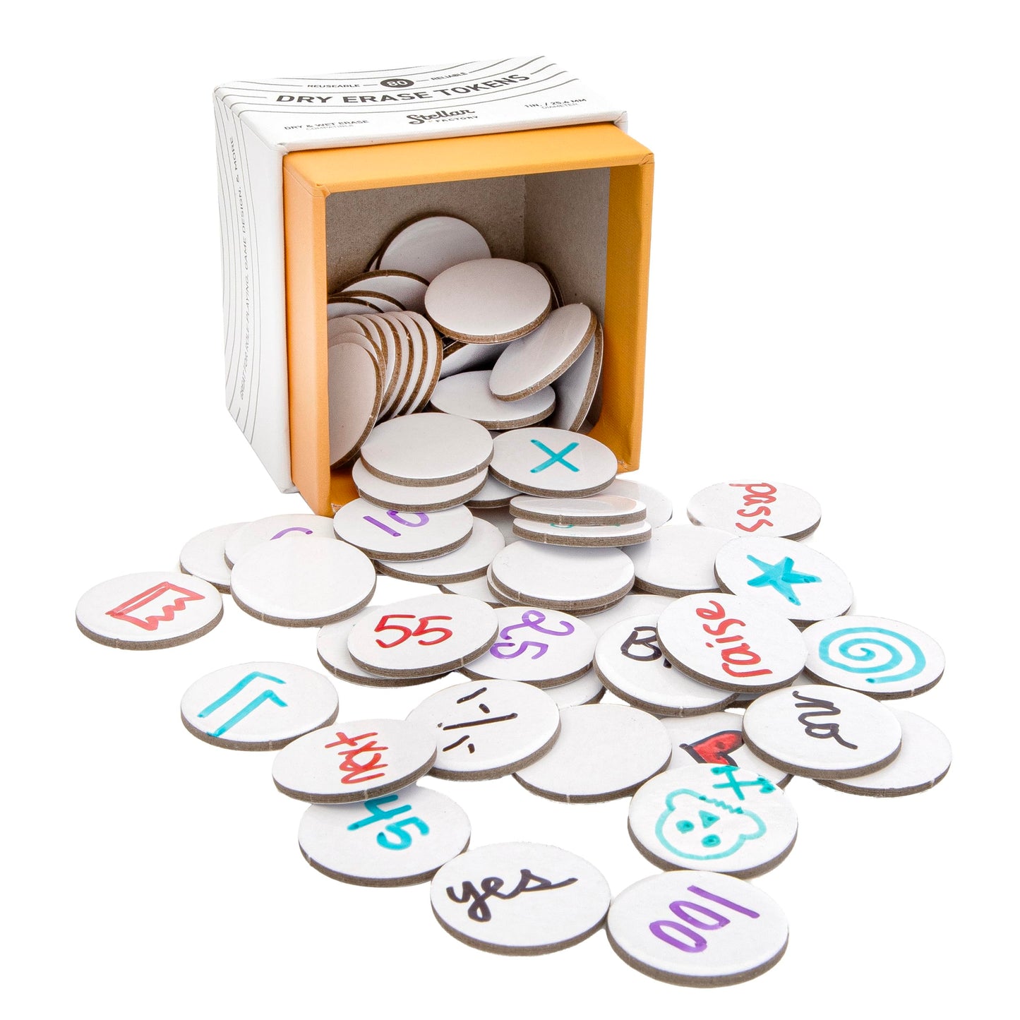 Stellar Factory Dry Erase Tokens - 80 PCS Reusable Cardboard for DIY, Game Design, and RPGs